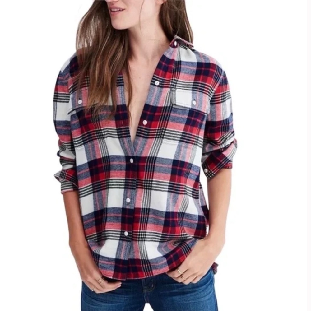 Madewell Flannel Classic Ex-Boyfriend Shirt in Drayton Plaid Size XS